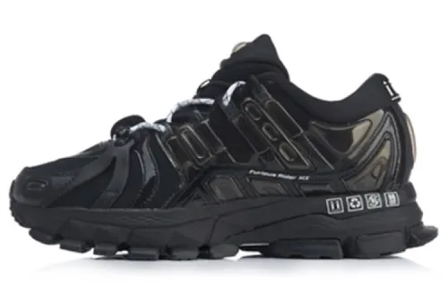 Li Ning Cushioning Slip Resistant Abrasion Resistant Low top Running Shoes Men's Pure Black