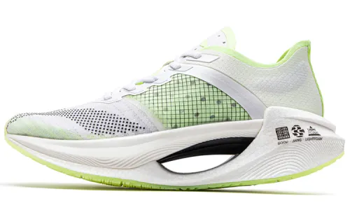 Li Ning Shadow Essential Fabric Cushioning Slip Resistant Abrasion Resistant Low top Running Shoes Men's White Green
