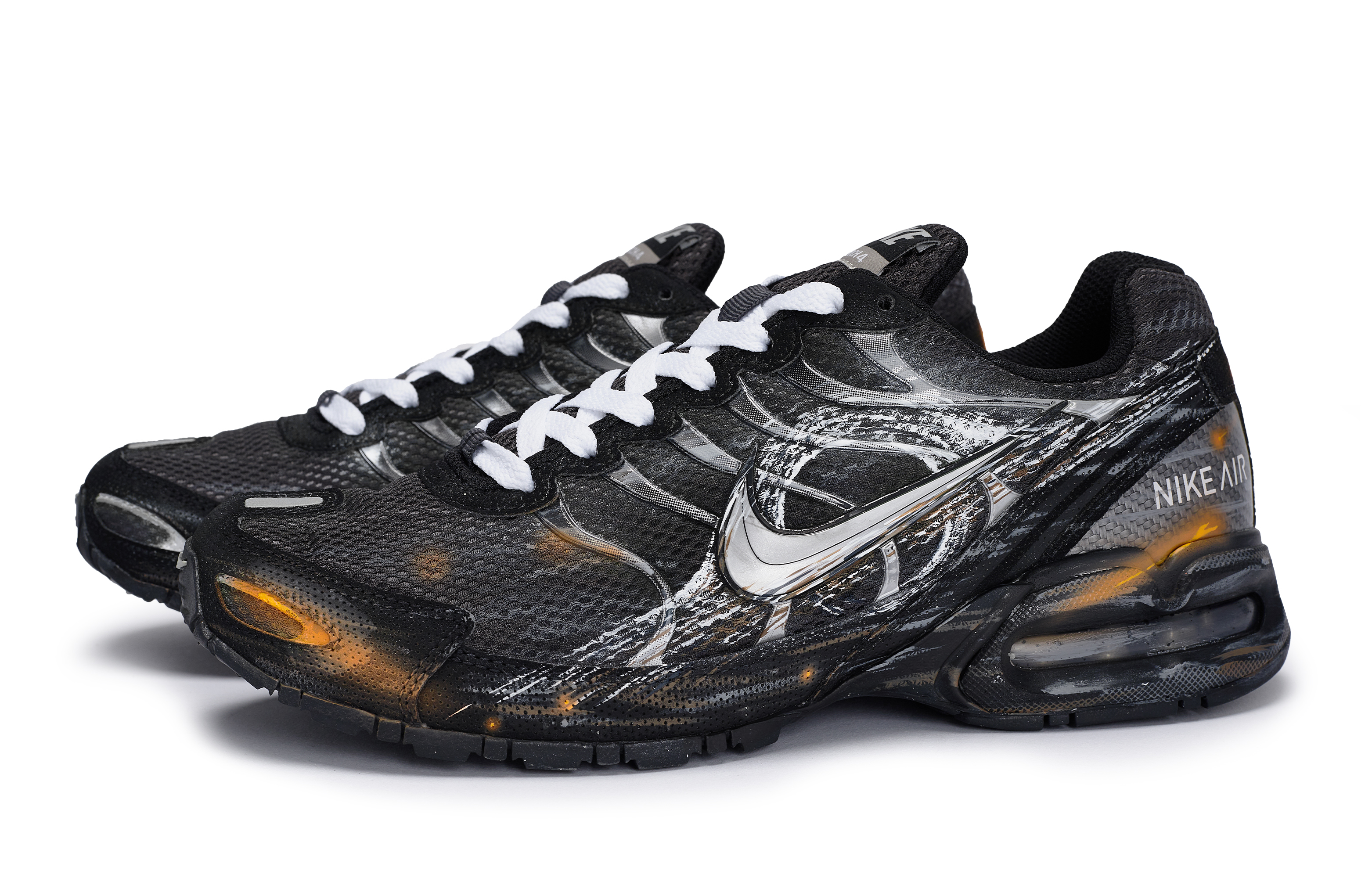 Nike Air Max Torch 4 Cushioning Slip Resistant Abrasion Resistant Low top Running Shoes Men’s Black White Silver Orange