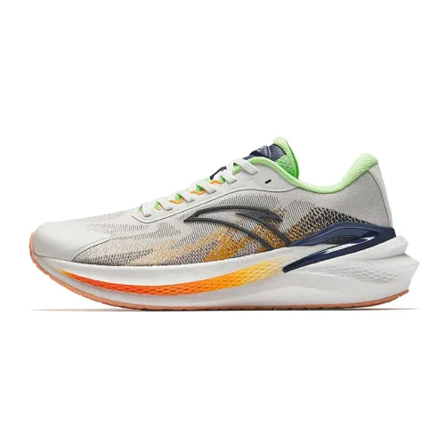 Anta Cushioning, Wear Resistant Low top Casual Running Shoes Men's White Green Orange