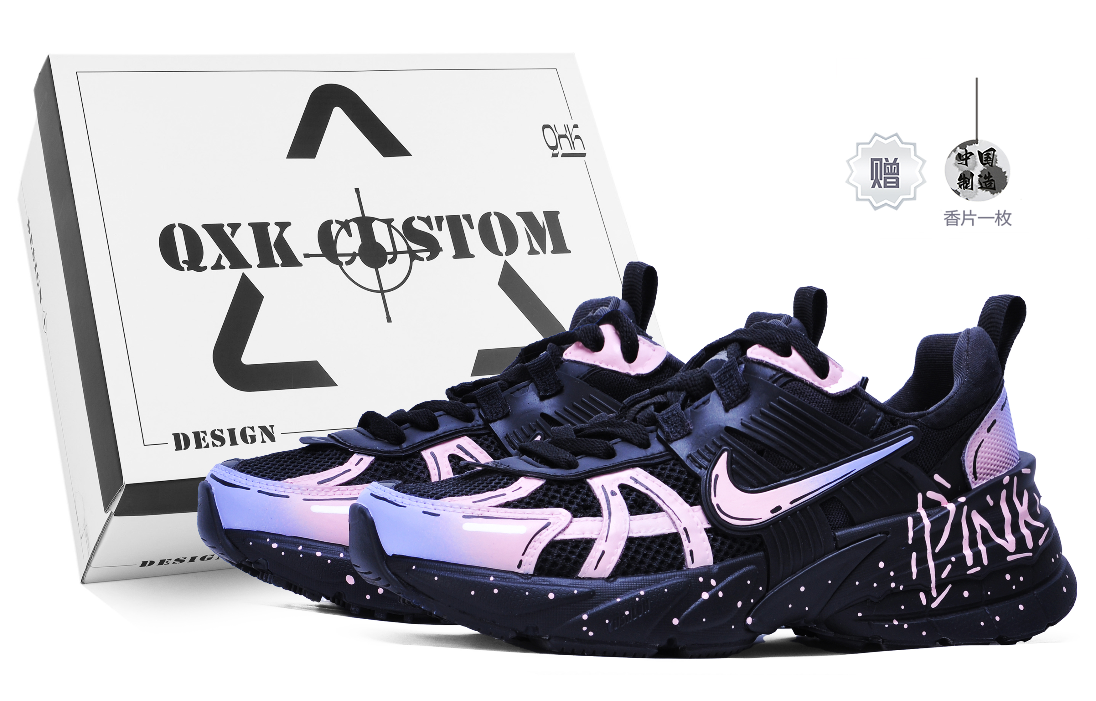 Nike V2K Run Slip Resistant And Breathable Slip Resistant And Breathable Low top Running Shoes Women's Black Pink