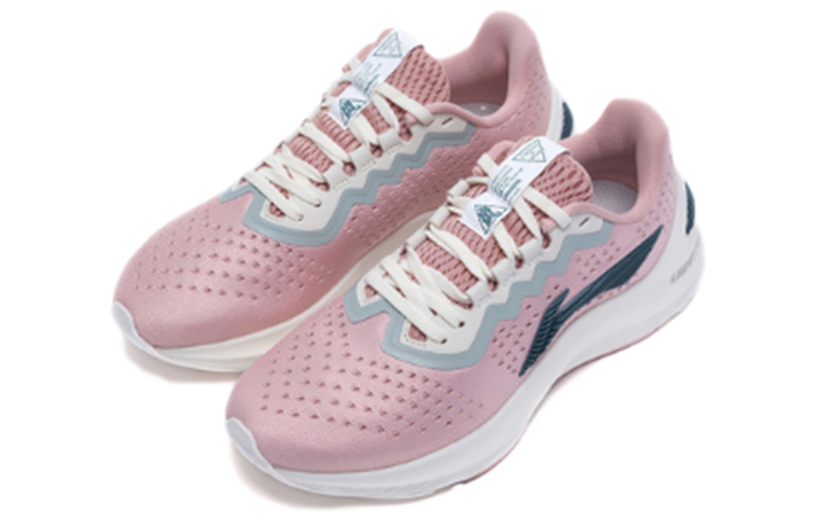 Li Ning Arashi Integrated Fabric Slip Resistant Abrasion Resistant Low top Running Shoes Women’s Mist Rose Pink