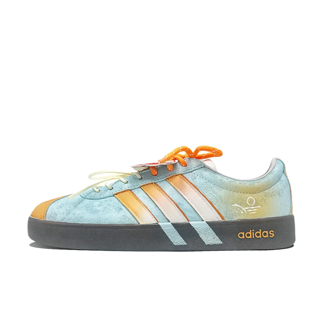 Adidas VL COURT 2.0 Orange Soda Abrasion Resistant Low top Skateboard Shoes Unisex Cyan Orange