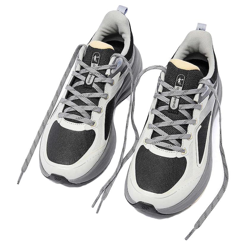 QIAODAN Synthetic Leather Slip Resistant Abrasion Resistant Low top Casual Running Shoes Women’s White Gray Black