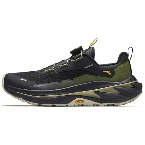 Anta Wilderness PRO Fabric Slip Resistant Abrasion Resistant Low top Running Shoes Men's Black Green