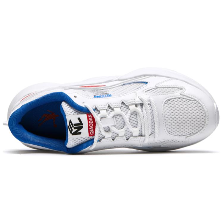 QIAODAN Comfortable Slip Resistant Abrasion Resistant Low top Running Shoes Men’s White Blue Red