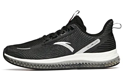 Anta Comfortable Cushioning Slip Resistant Abrasion Resistant Breathable Low top Running Shoes Men's Black Gray Silver