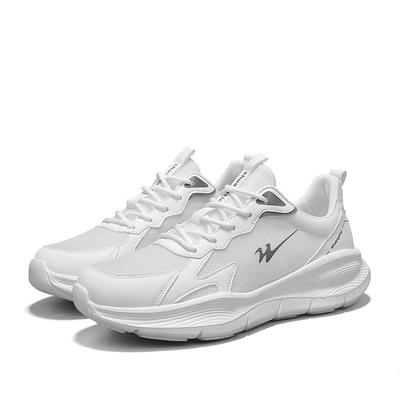 Binary Cushioning Rebound Lightweight Breathable Slip Resistant Low top Running Shoes Men’s White