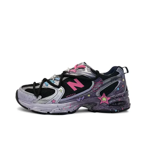 New Balance NB 530 Cushioning, Wear Resistant Low top Casual Running Shoes Unisex Black Silver Purple