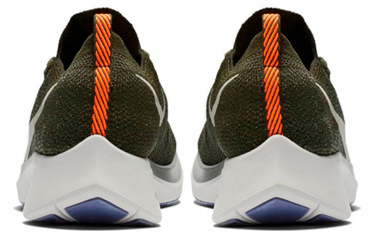 Мужские кроссовки Nike Zoom Fly 1 Flyknit (темно-зеленые) — 墨绿/橙/蓝 — фото 5