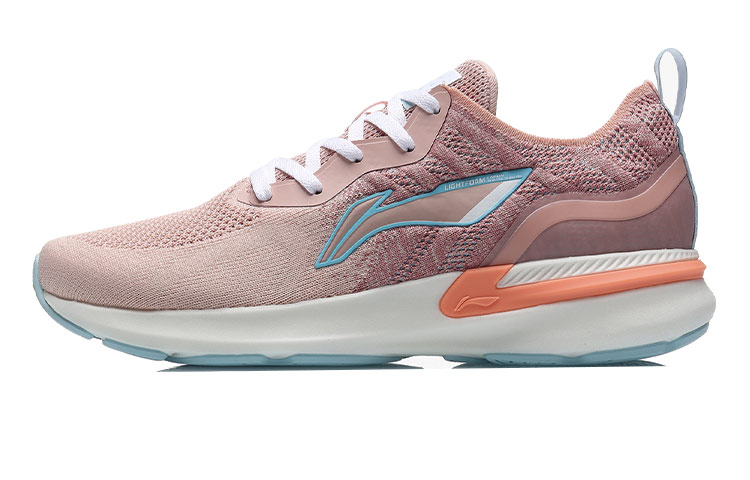 Li Ning Arashi Fabric Slip Resistant, Breathable, Lightweight Rebound Low top Running Shoes Women's Pink Blue