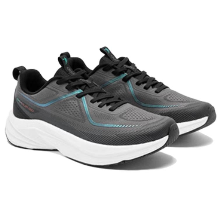 QIAODAN Slip Resistant Abrasion Resistant Slip Resistant Abrasion Resistant Low top Running Shoes Men’s Gray White