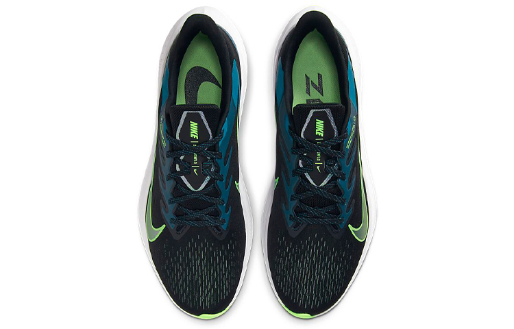 Мужские кроссовки Nike Zoom Winflo 7 (черно-сине-зеленые) — фото 4