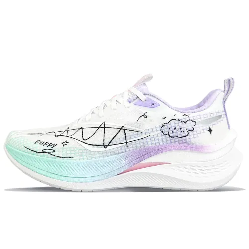 Li Ning Red Hare 7 Pro Cushioning Slip Resistant Breathable Lightweight Low top Running Shoes Men's White Purple