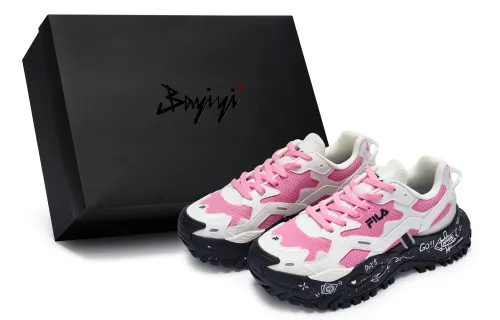FILA FUSION Bianco 811 Manufacturing, Travel Journal Pink, Special Shoe Box Slip Resistant Slip Resistant Low top
