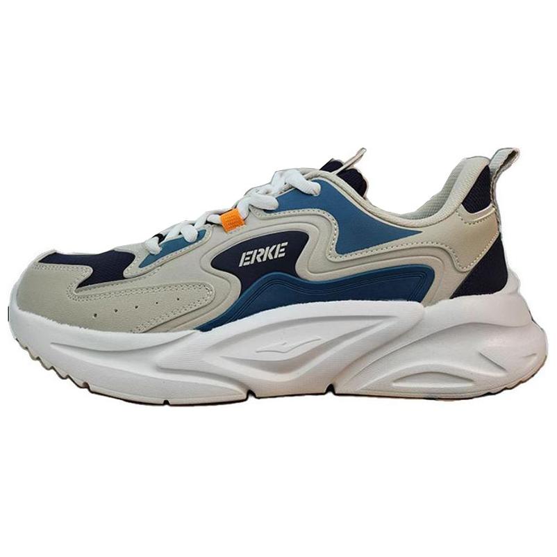 Erke Cushioning Abrasion Resistant Cushioning, Wear Resistant Low top Casual Running Shoes Men’s Gray Blue
