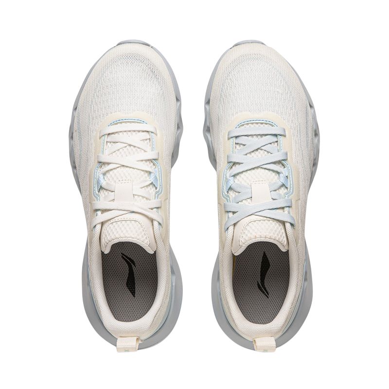 Li Ning Cushioning Rebound Abrasion Resistant Low top Casual Running Shoes Women’s Beige Blue