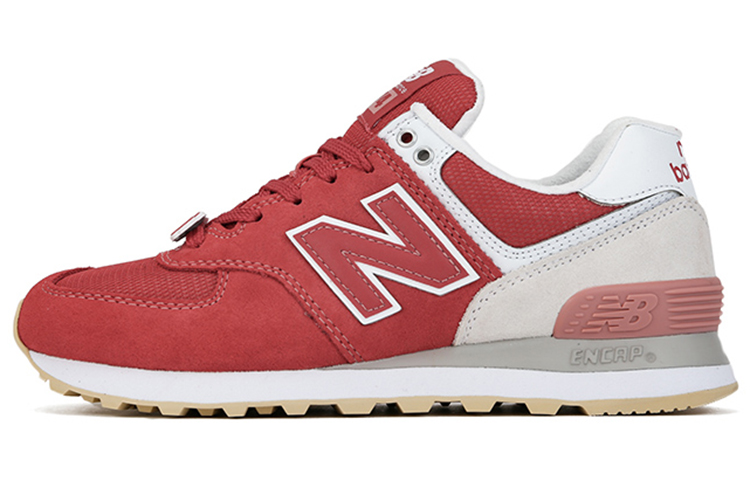 Женские кроссовки New Balance 574 (красно-белые)