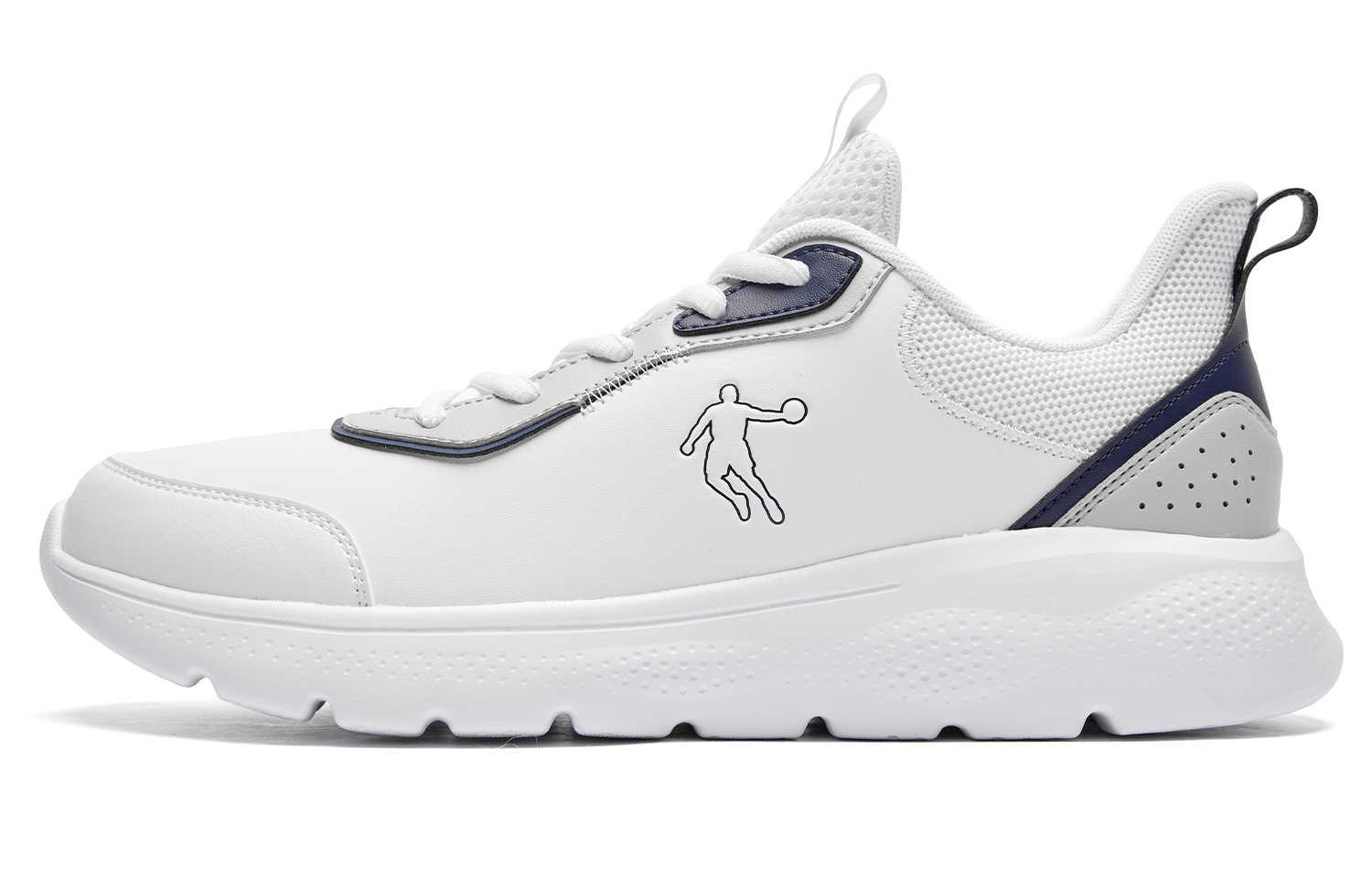 QIAODAN Slip Resistant, Abrasion Resistant, Waterproof, Lightweight Low top Casual Running Shoes Men’s White Blue