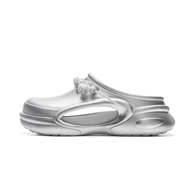 LOL x Li Ning Soft Abrasion Resistant Antibacterial Closed Toe Slippers Men's Silver