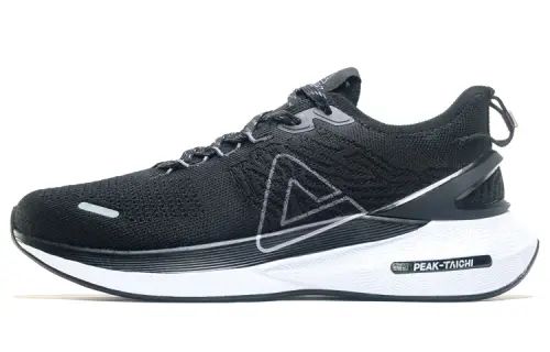 PEAK Cushioning Slip Resistant Abrasion Resistant Rebound Low top Running Shoes Men's Black White