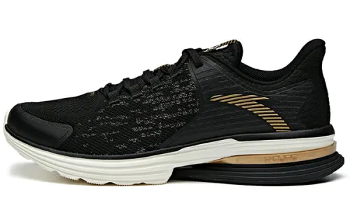 Anta Comfortable Slip Resistant Abrasion Resistant Low top Running Shoes Men's Black Gold