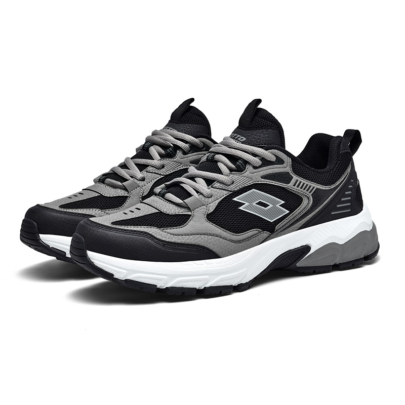 LOTTO Cushioning Slip Resistant Abrasion Resistant Low top Running Shoes Men’s Black Gray
