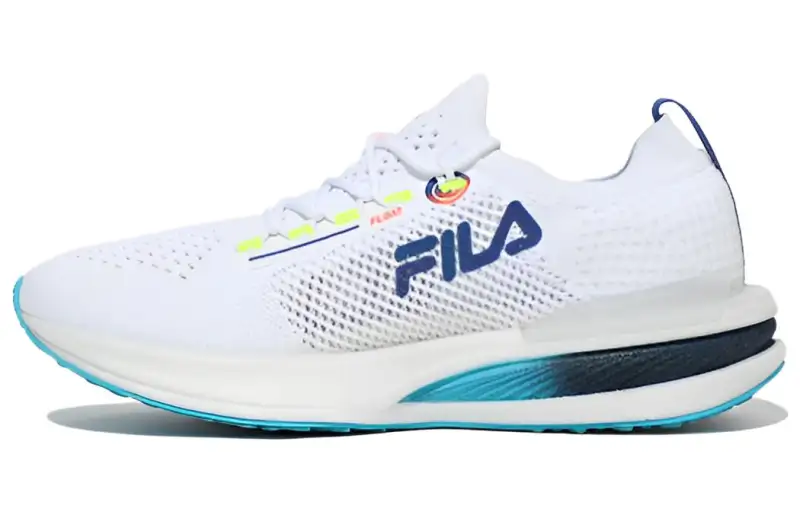 FILA Cushioning Abrasion Resistant Cushioning, Wear Resistant Low top Running Shoes Unisex White Blue Korean Style