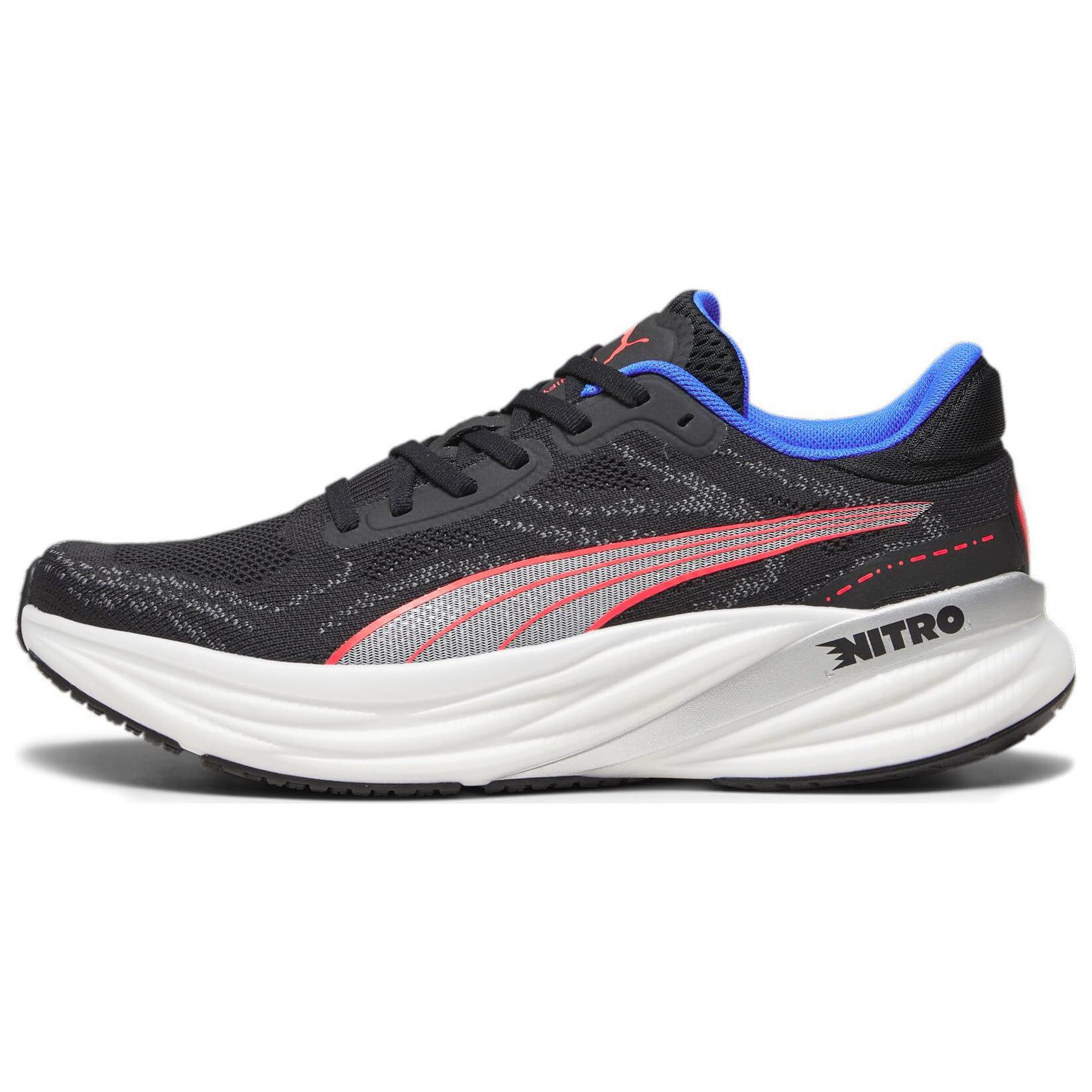PUMA Magnify Nitro 2 Comfortable Slip Resistant Low top Long Distance Running Shoes Men's Black Red
