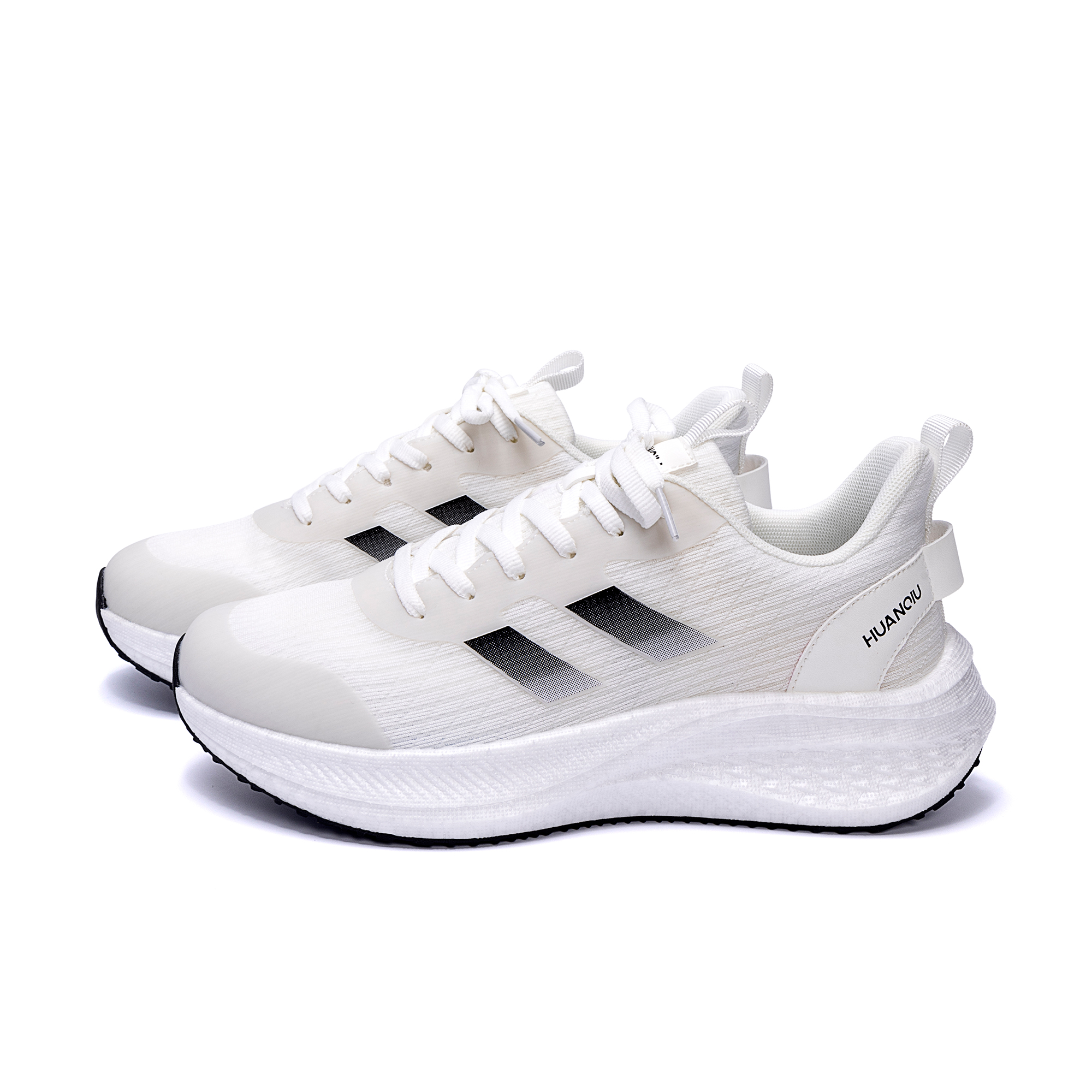 HUANQIU Slip Resistant, Abrasion Resistant, Height Increasing Low top Casual Running Shoes Men’s White