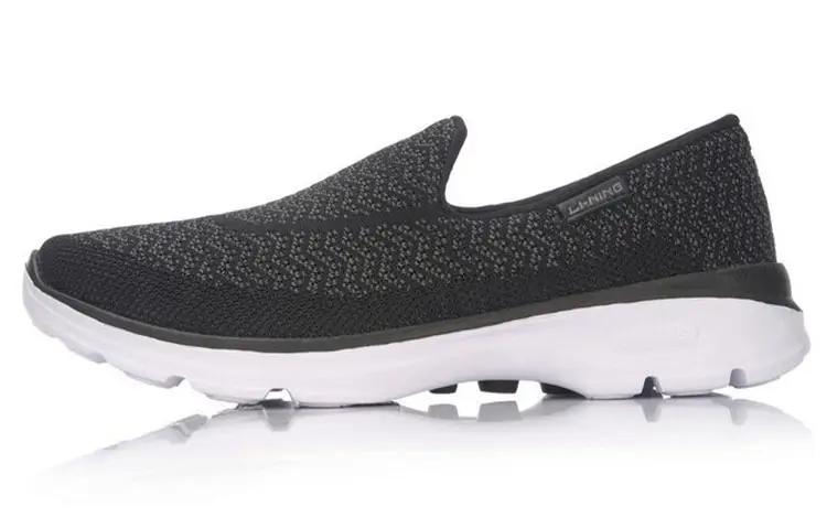Li Ning Cushioning Slip Resistant Abrasion Resistant Low top Running Shoes Men's Black