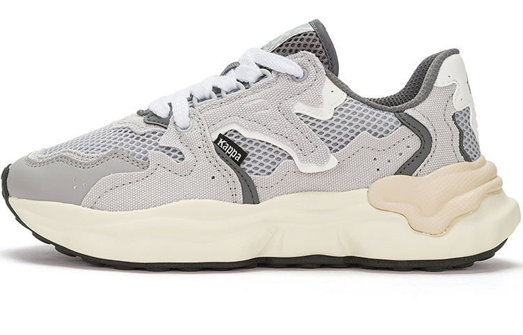 Kappa Kappa retro sports mesh stitching non-slip, wear-resistant and breathable low-top casual running shoes for men and women, gray