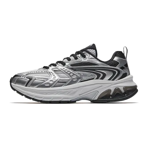 Anta Slip Resistant Abrasion Resistant Low top Casual Running Shoes Women's Silver Gray Black