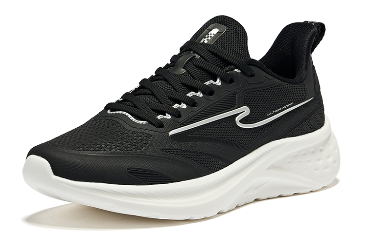 Erke Cushioning Breathable Cushioning Breathable Low top Running Shoes Women’s Jet Black Bright Silver