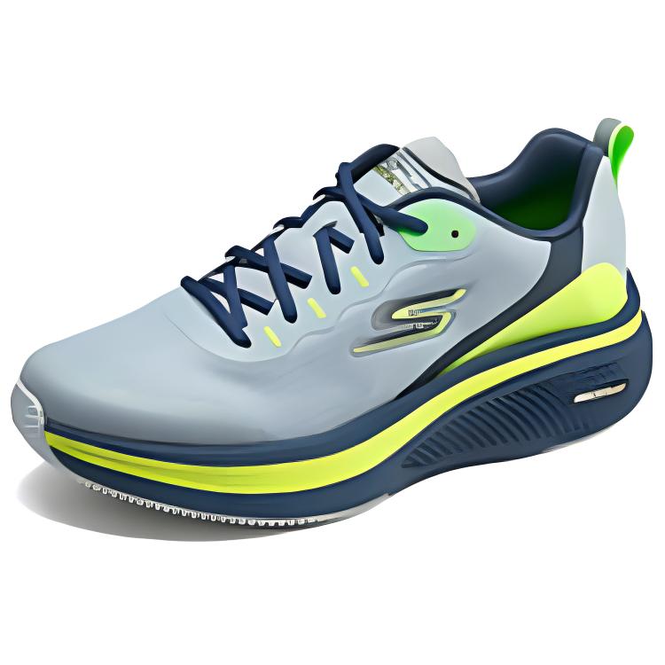 Skechers Breathable Lightweight Support Balance Anti Rollover Cushioning Low top Casual Running Shoes Men’s Gray Blue
