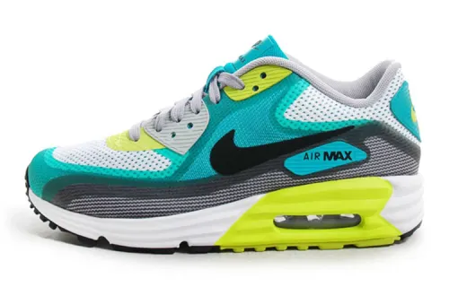 Nike Air Max 90 Textile, Artificial Leather Low top Running Shoes Men's Green Yellow