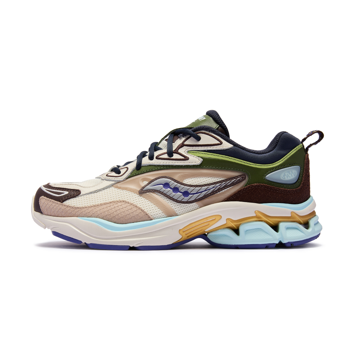 Saucony GRID FUSION Breathable Low top Casual City Commuting Running Shoes Unisex Beige Green Brown