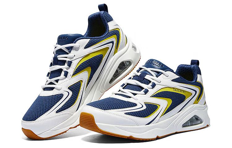 Skechers Fabric Wear resistant And Lightweight Low top Casual Running Shoes Men’s White Blue