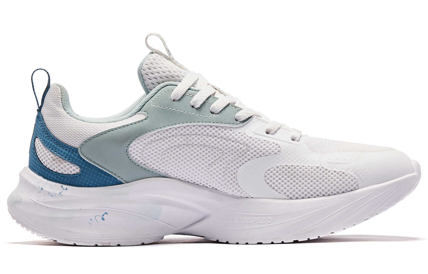 QIAODAN Comfortable Cushioning Abrasion Resistant Slip Resistant Low top Running Shoes Men’s White Green