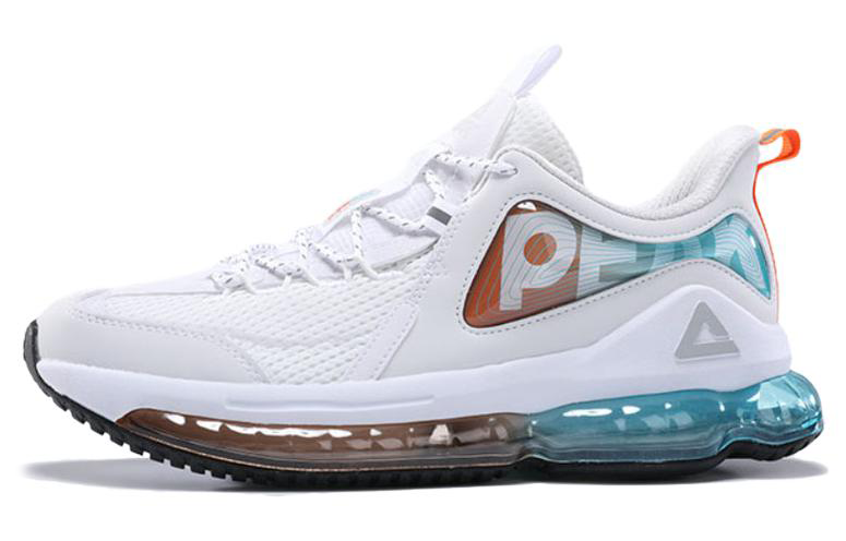 PEAK Full Length Air Cushion Cushioning Slip Resistant Abrasion Resistant Low top Running Shoes Men’s White Orange