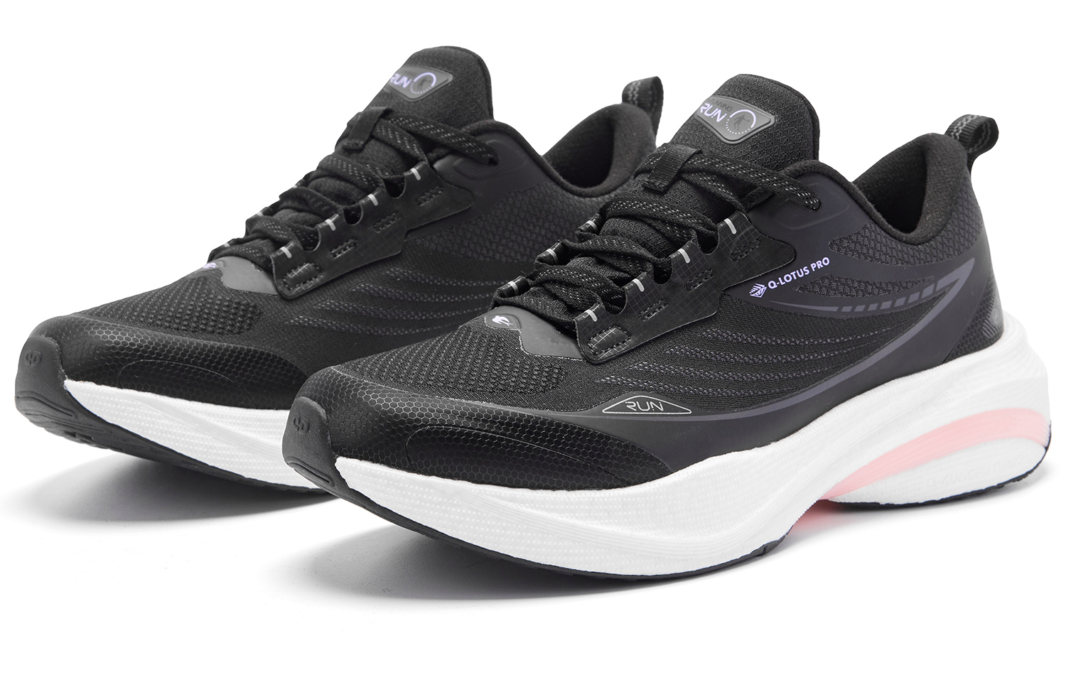 QIAODAN Swiftlet 4.0 Running Shoes Women’s Low Top Black/Light Purple Blue