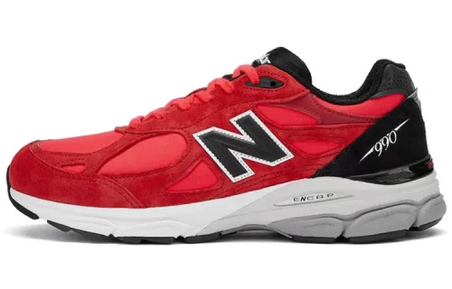 New Balance NB 990 V3 retro sports American-made fabric pigskin shock-absorbing wear-resistant wrapping support lightweight low-top casual running shoes men's red