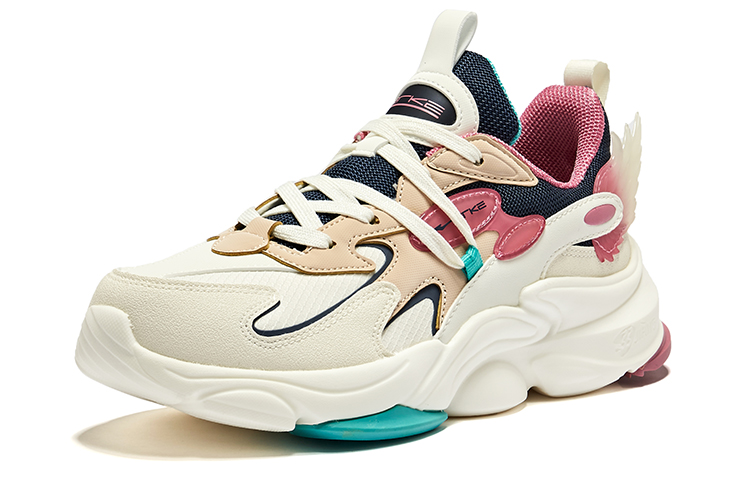 Erke Slip Resistant Cushioning Abrasion Resistant Low top Running Shoes Women’s Ivory White Kapok Red