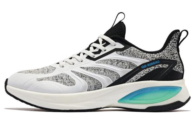 QIAODAN Fiery Feather Slip Resistant Cushioning Abrasion Resistant Low top Running Shoes Men’s White Black Cyan