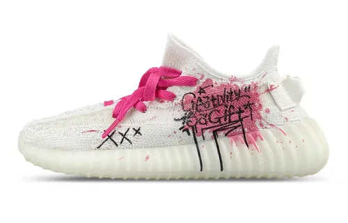Adidas Originals Yeezy Boost 350 V2 Abrasion Resistant Low top Casual Shoes Unisex White Pink