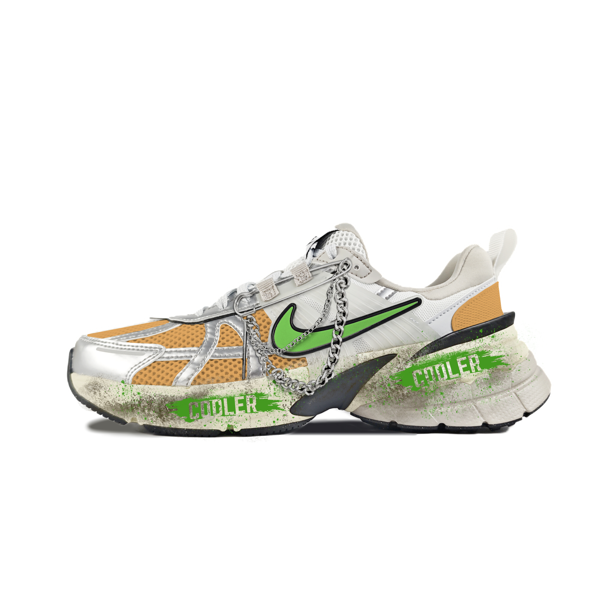 Nike V2K Run Abrasion Resistant Low top Running Shoes Women’s White Yellow Green