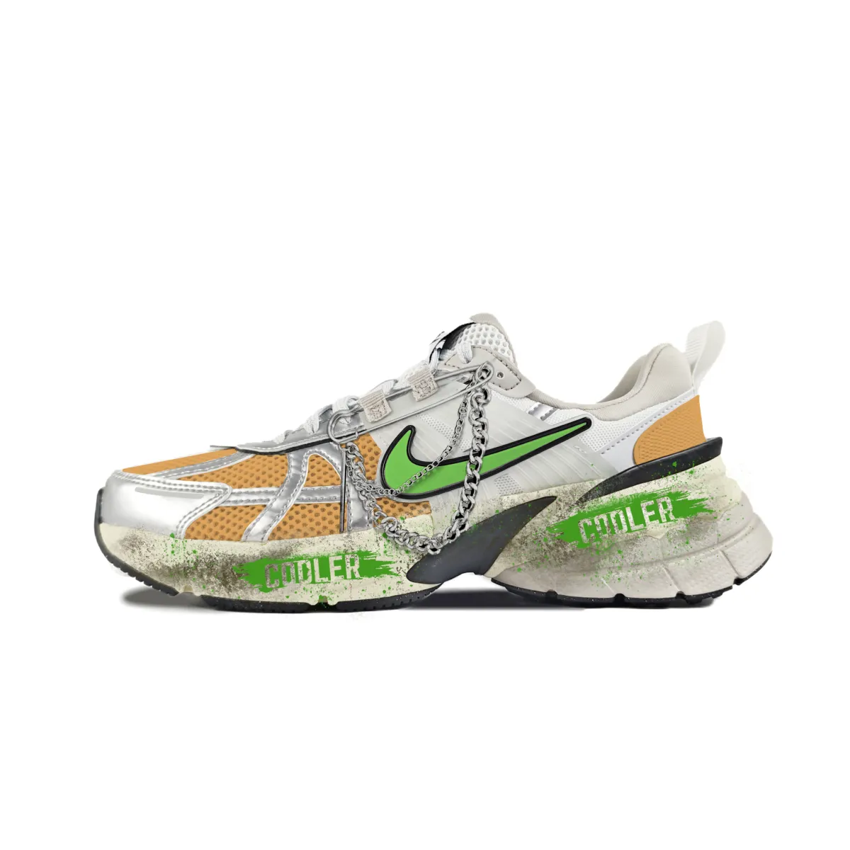 Nike V2K Run Abrasion Resistant Low top Running Shoes Women's White Yellow Green