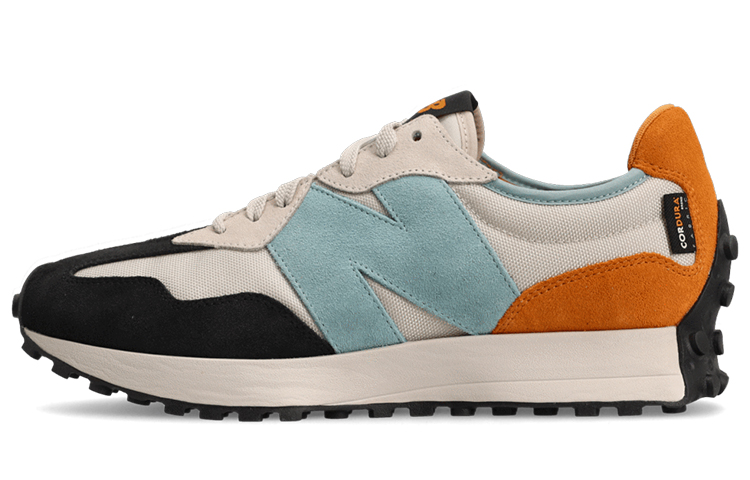 New Balance NB 327 retro low-top casual running shoes for men and women, gray, blue and black stitching