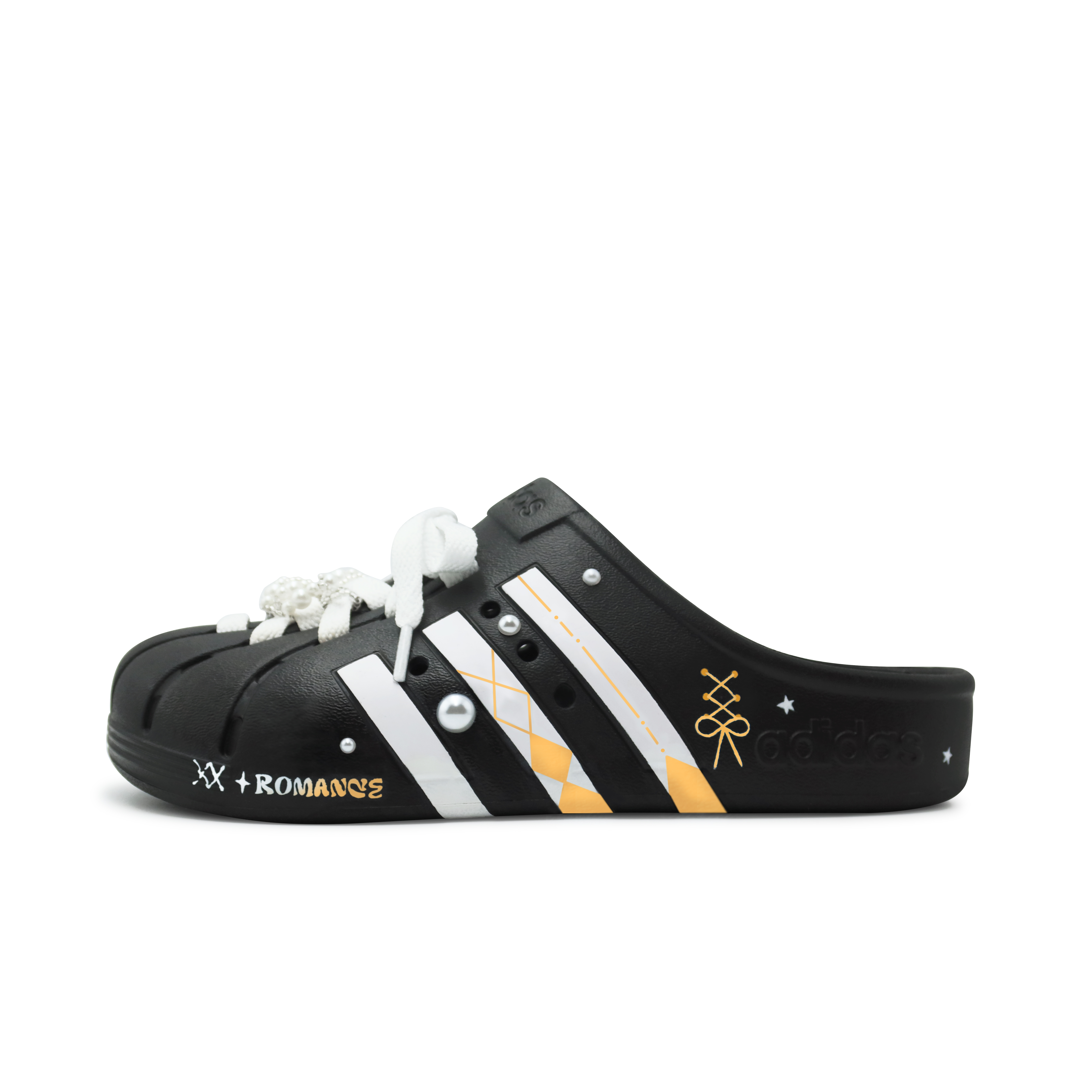 Adidas ADILETTE CLOGS Closed Toe Slippers Unisex Black White Orange