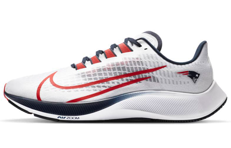 Nike Pegasus 37 \"New England Patriots\" New England Patriots sports fabric shock-absorbing anti-slip low-top running shoes for men and women, white and red